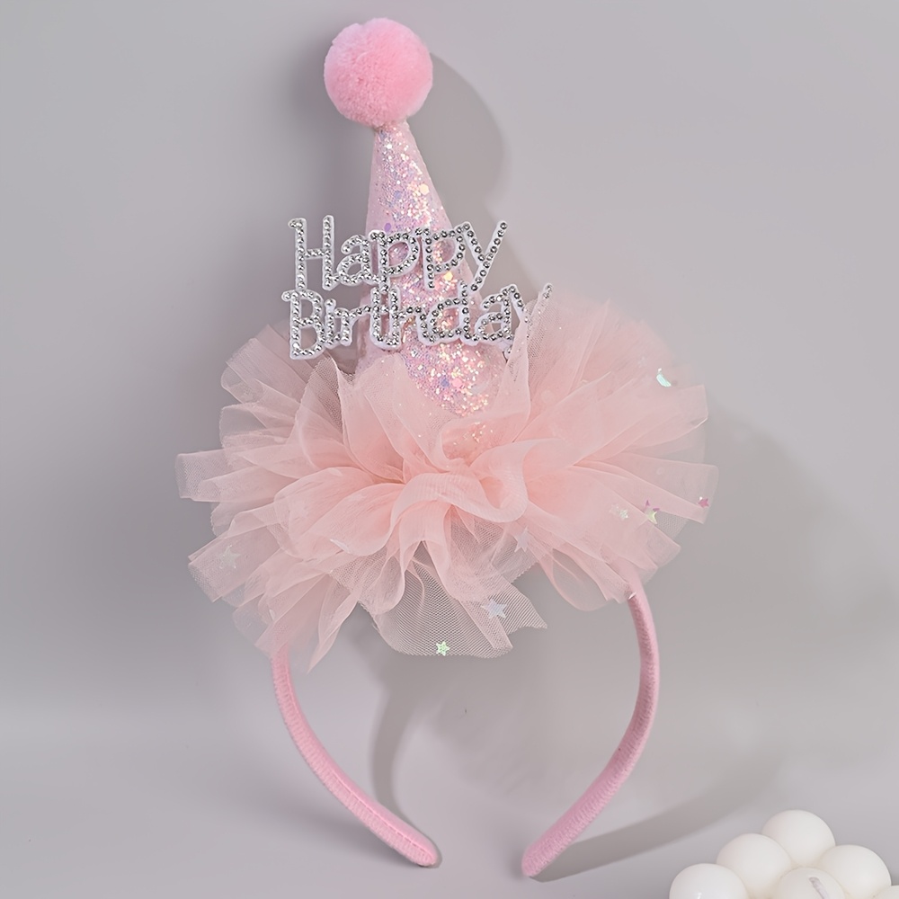 Party Hat Cone - Prenses Doğum Günü Temalı, Payetli, Parıltılı,
