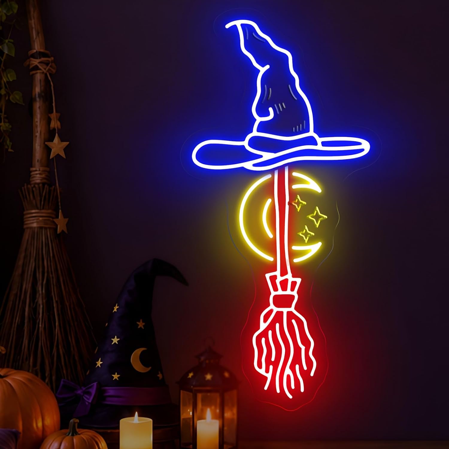 Cadı Şapkası ve Süpürge Neon T - Neon Sign Party incelemesi ve fiyatı