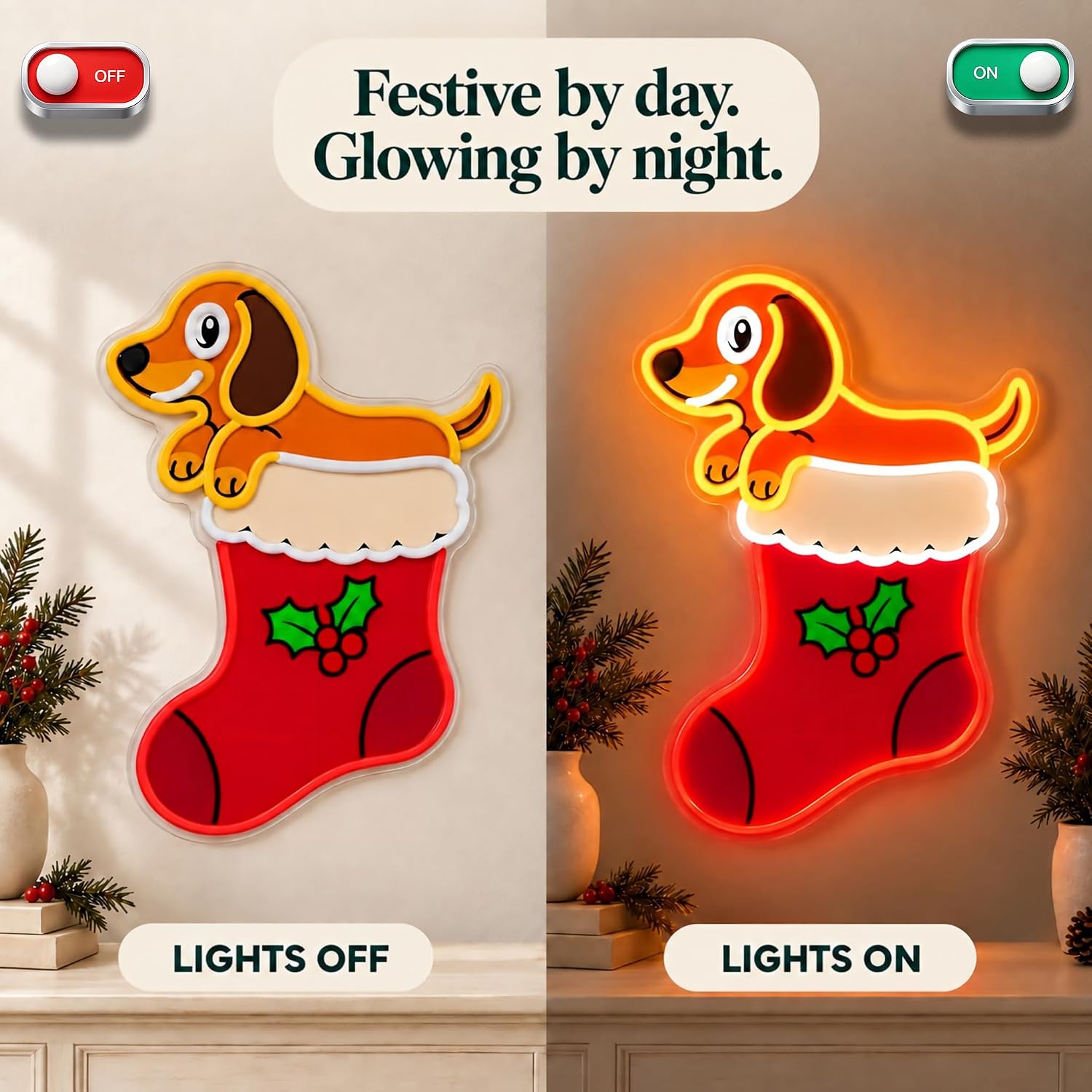 Noel Çorabı LED Neon Tabelası, - Neon Sign Party incelemesi ve fiyatı